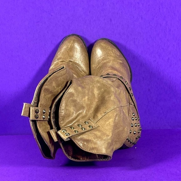 Coconuts Women's‎ Brown Bindi Studded Saddle Buckle Boots Shoe Size 8 - Picture 8 of 9